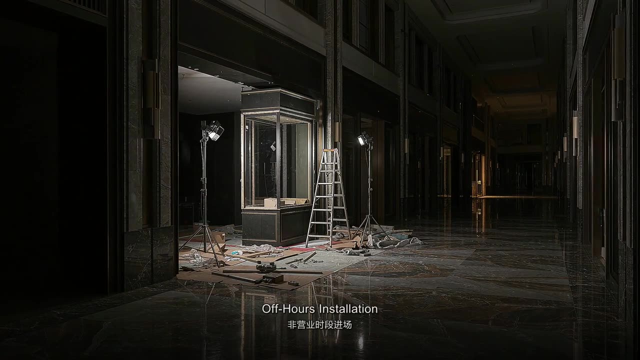 HUANMO DISPLAY brand film cover: after-hours mall installation